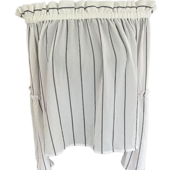 Abound white with black stripes off shoulder top with bell sleeves size L - Picture 1 of 6